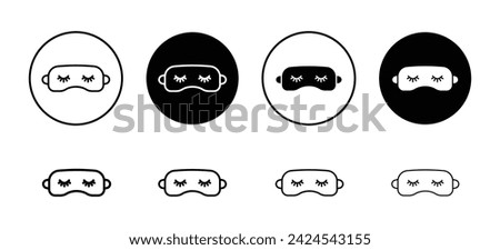 Sleeping mask vector icon set collection. Sleeping mask Outline flat Icon.