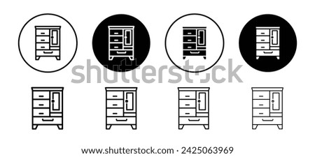 Dresser vector icon set collection. Dresser Outline flat Icon.