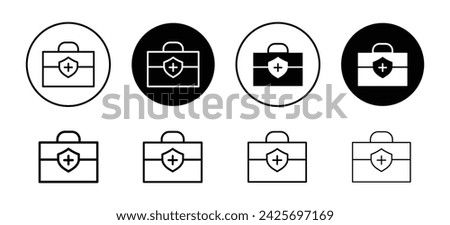 First aid box vector icon set collection. First aid box Outline flat Icon.