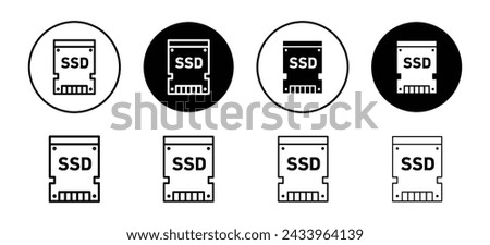 SSD vector icon set collection. SSD Outline flat Icon.