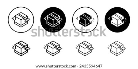 Broken cardboard box vector icon set collection. Broken cardboard box Outline flat Icon.