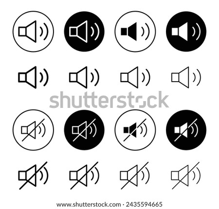 Speaker volume vector icon set collection. Speaker volume Outline flat Icon.