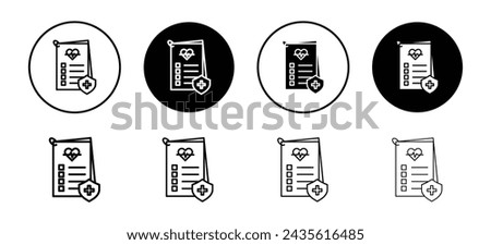 Diagnosis report vector icon set collection. Diagnosis report Outline flat Icon.
