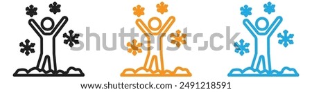 Child playing snow vector logo set collection for web app ui