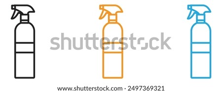 Spray bottle icon Flat vector set outline