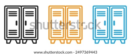 Locker icon Flat vector set outline