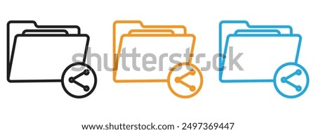 Share folder line icon Flat vector set outline