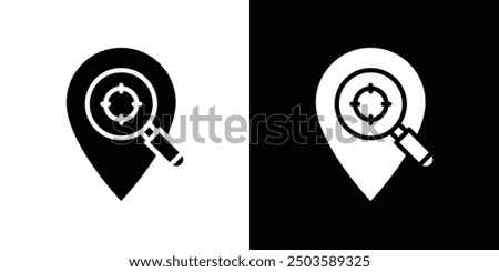 Search Location icon Flat vector set outline