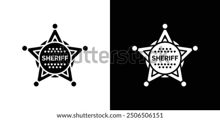 Badge Sheriff icon Flat vector set outline