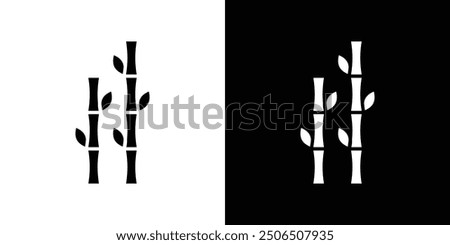 Bamboo icon Thin line illustration set