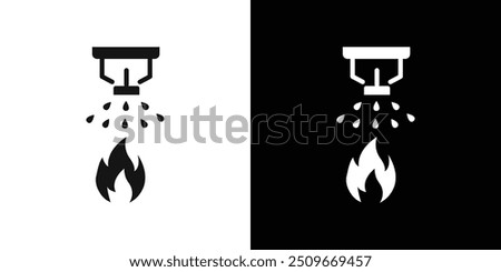 fire sprinkler icon Flat vector set outline