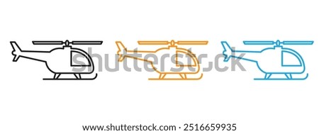 Helicopter icon Thin line illustration set