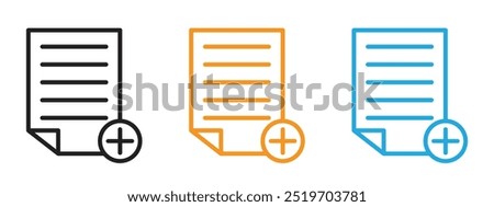 Add document icon Thin line illustration set