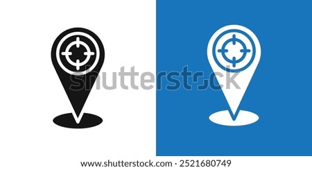 Crosshair location pin icon Flat vector set outline