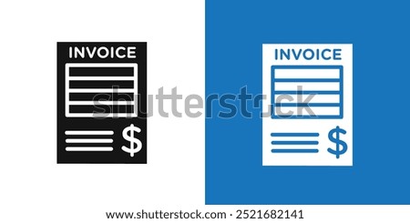 Invoice icon Flat vector set outline