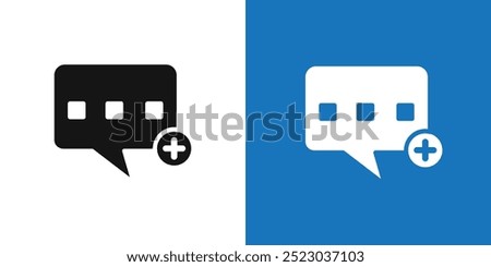 Add chat icon Flat vector set outline