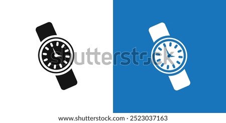 Wristwatch icon Flat vector set outline