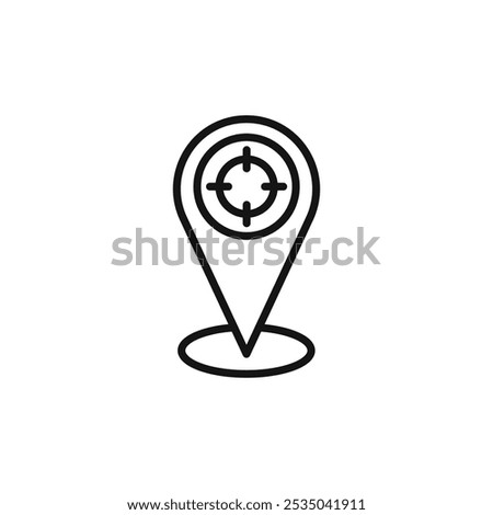 Crosshair location pin icon Isolated flat vector in outline