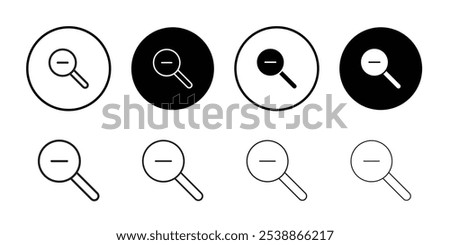 Zoom out icon outline set sign