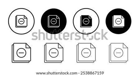 Remove file icon outline set sign