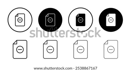 Remove document icon outline set sign