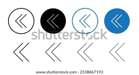 Previous arrow icon outline set sign