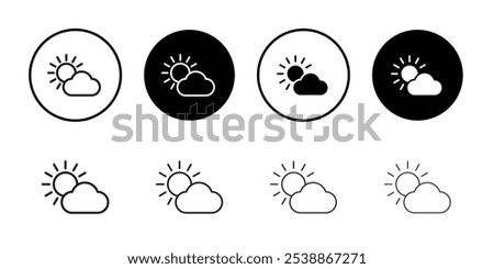 Partially cloudy icon outline set sign