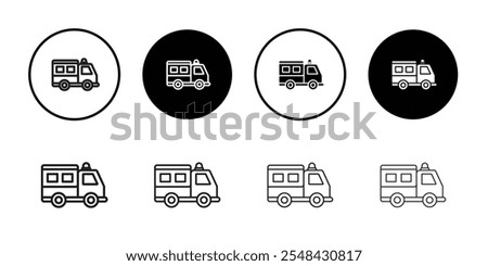 Fire truck icon Thin line illustration set