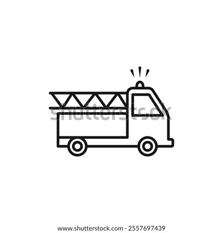 Fire truck icon Isolated flat vector in outline