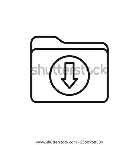 Folder download icon Isolated flat vector in outline