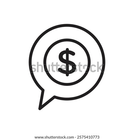 Comment dollar icon Flat vector set outline