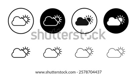 Cloud sun icon Isolated flat vector in outline