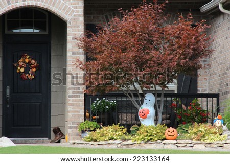 Large fall wreath on a door