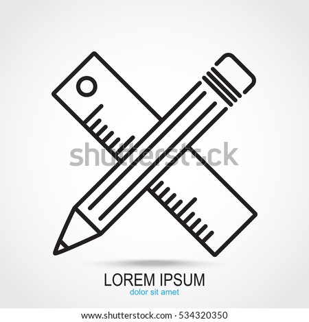 Line icon- Pencil and ruler