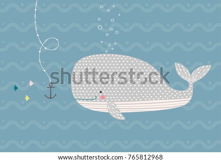 3D Printed T-Shirts Cute Whales Childish Marine Abstract Elements Baby Freehand