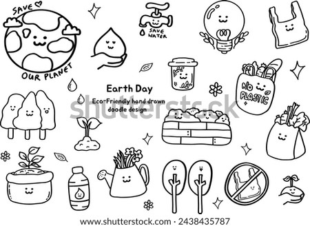 Earth Day go green hand drawn doodle design