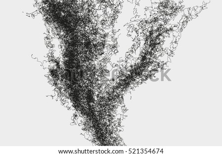 Abstract massive structure made by shuffled round particles. Swarm of dots. Rippled random halftone illustration for backdrop. Element of design.