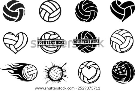 Volleyball Silhouette bundle, Volleyball ball icon Set.