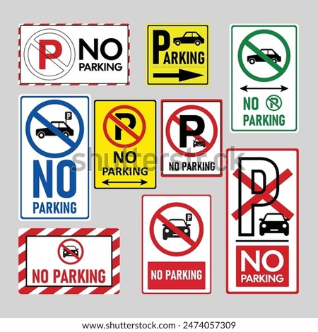 No parking sign board templates cars cross lines sketch