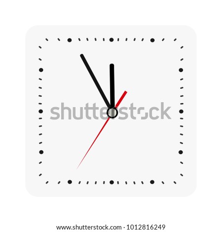 Classic square wall clock isolated on white. Empty dial watch. Vector illustration