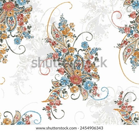 paisley flower seamless pattern vector. traditional floral paisley pattern. embroidery pattern, textile pattern