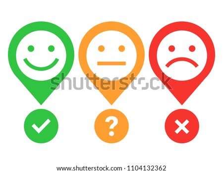 Yes No Maybe. Happy, neutral and sad emotion faces. Vector illustration.
