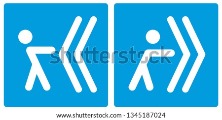 Forward or backwards. Slide to open. Pulling or pushing from yourself. Vector illustration.