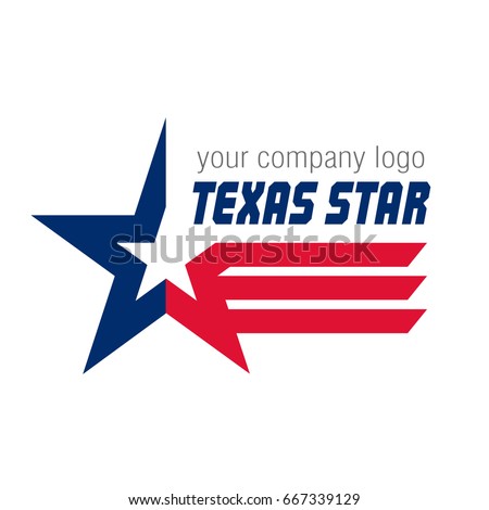 Flying star in the colors of the Texas state flag. Logo template. Vector illustration.