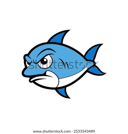 Angry Bluefish vector art illustration