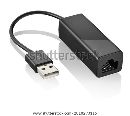 Modern USB 3.0 to ethernet adapter isolated  ストックフォト © 