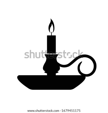 Old candle lamp icon, vector design