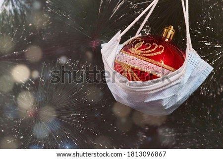 Similar – Image, Stock Photo New reality, xmas tree decorated with face masks