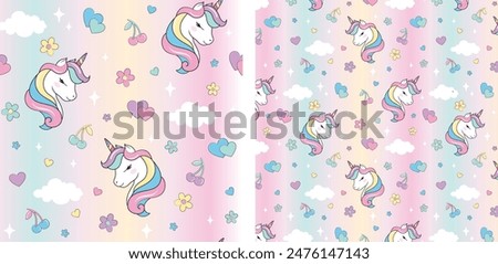 Unicorn colourful background seamless pattern