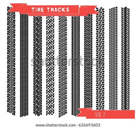Set tire tracks vol. 2 Vector illustration EPS10.